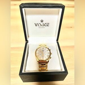 Waterproof Gold Men's Watch Luxury Stainless Steel Quartz Business Wristwatch